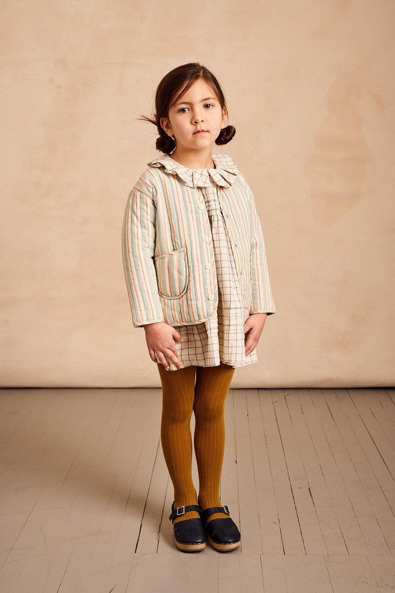 quilted jacket in blue mattress stripe mabo