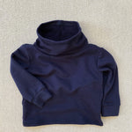 cowl neck organic french terry sweatshirt in midnight