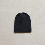 kids merino wool ribbed beanie in charcoal