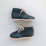 lace-up leather boots in moss leather