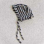 organic cotton bonnet - charcoal/natural stripe