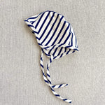 organic cotton bonnet - natural/blue stripe
