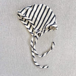 organic cotton bonnet - natural/charcoal stripe