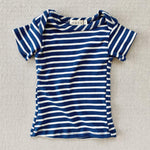 organic cotton lap tee short sleeve striped nautical tee - blue/natural