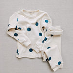 organic cotton spotted pajamas - teal dot