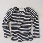 organic cotton striped nautical tees - charcoal/natural