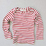 organic cotton striped nautical tees - natural/scarlet