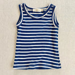 organic cotton tank top - blue/natural stripe