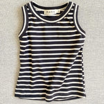 organic cotton tank top - charcoal/natural stripe