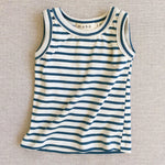 organic cotton tank top - natural/azure stripe