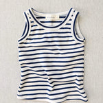 organic cotton tank top - natural/blue stripe
