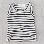 organic cotton tank top - natural/charcoal stripe