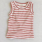 organic cotton tank top - natural/scarlet stripe