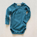 organic cotton wrap onesie - azure