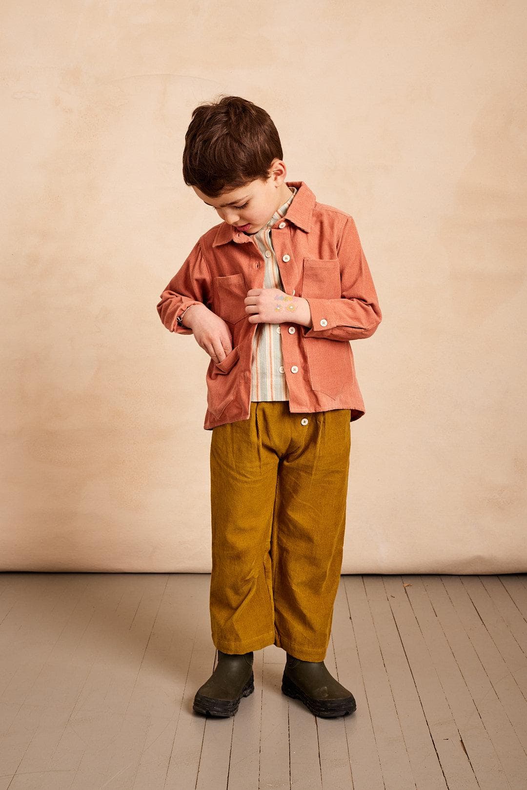Boys Pull On Corduroy Woven Roll Cuff Pants - Very Merry