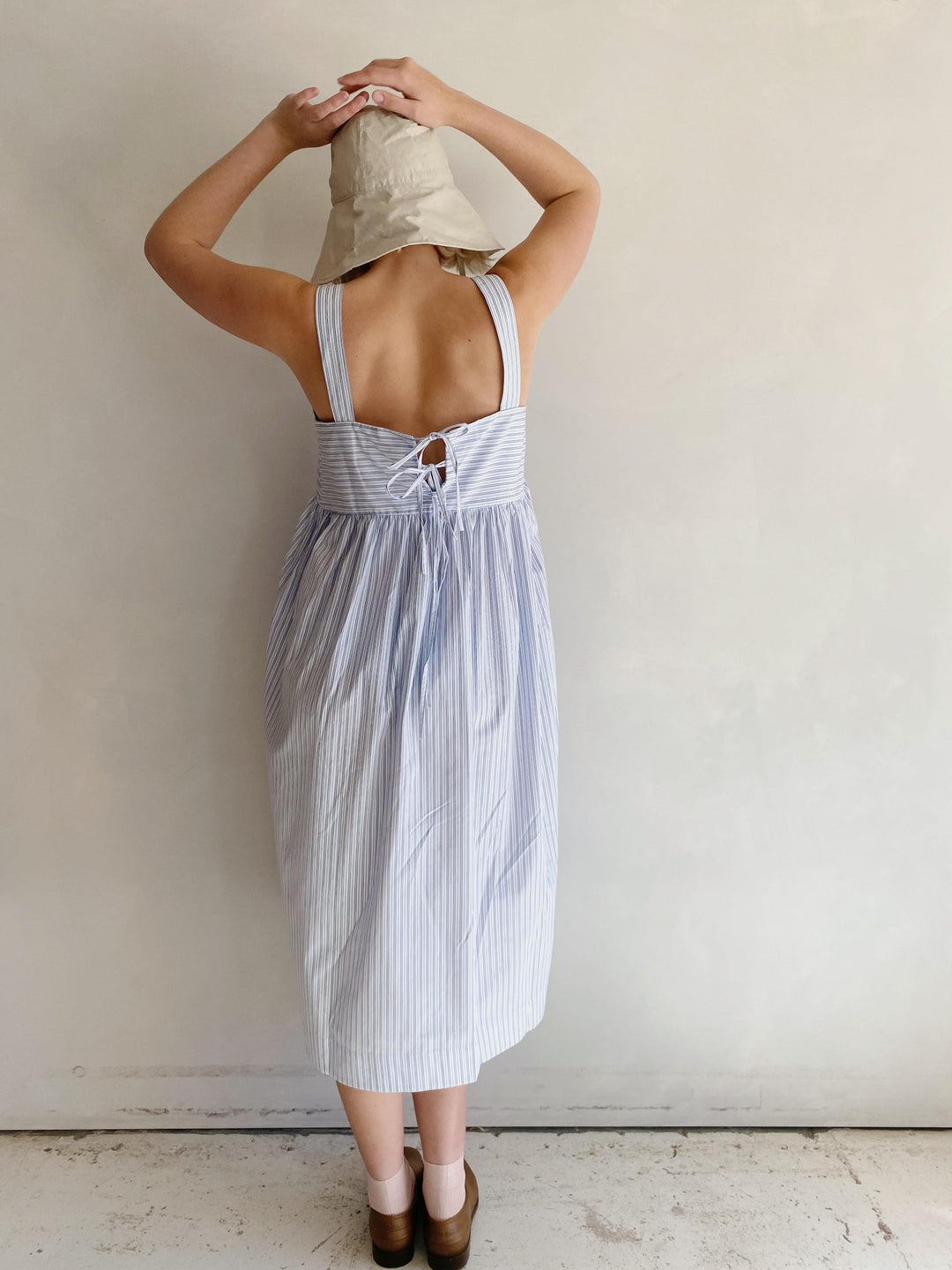 elba dress in blue/white stripe – mabo