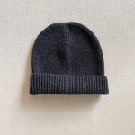 adult merino wool ribbed beanie in charcoal
