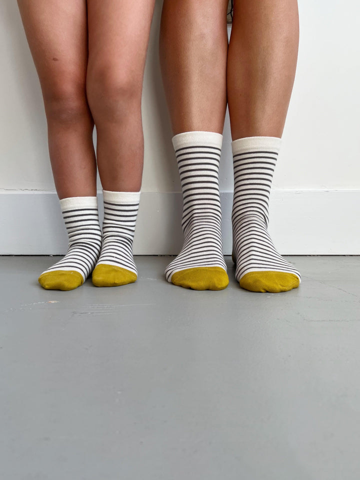 adult crew sock in striped cream – mabo