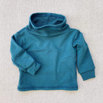 cowl neck organic french terry sweatshirt in azure