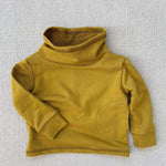cowl neck organic french terry sweatshirt in chartreuse