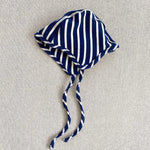 organic cotton bonnet - blue/natural stripe
