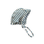 organic cotton bonnet - natural/azure stripe