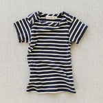 organic cotton lap tee short sleeve striped nautical tee - charcoal/natural