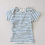 organic cotton lap tee short sleeve striped nautical tee - natural/azure