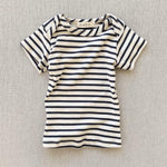 organic cotton lap tee short sleeve striped nautical tee - natural/charcoal