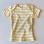 organic cotton lap tee short sleeve striped nautical tee - natural/chartreuse