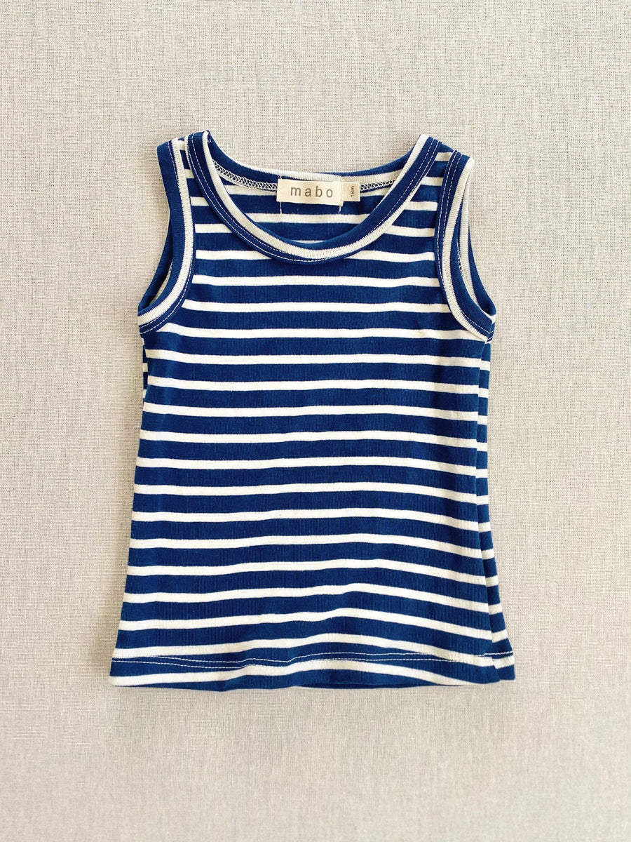 organic cotton tank top - blue/natural stripe – mabo