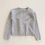 pointelle cardigan in storm grey cotton